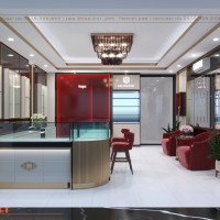 Mẫu tủ vàng cao cấp chữ L bằng gỗ MDF