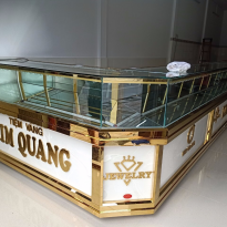 Mẫu tủ vàng inox chữ L bo góc tròn 