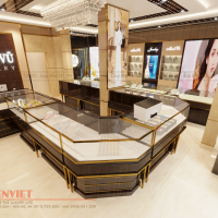 Mẫu tủ vàng cao cấp chất liệu Arcylich An Cường chống ẩm phủ Melamine vân đá 