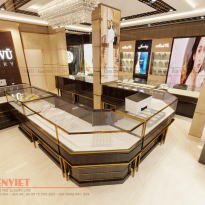 Mẫu tủ vàng cao cấp chất liệu Arcylich An Cường chống ẩm phủ Melamine vân đá 