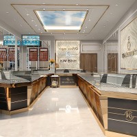 Tủ vàng cao cấp bo góc nẹp viền Inox mạ xi vàng 