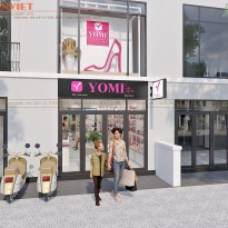 Nét kiêu kỳ thể hiện trong mẫu thiết kế cửa hàng giày Yomi – Thành phố Hồ Chí Minh