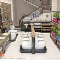 Giải pháp cải tạo không gian với thiết kế showroom thiết bị vệ sinh 35m2 – chị Hòa – Đồng Nai