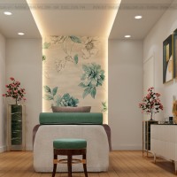 Tone xanh tươi mát trong mẫu thiết kế spa mini Hằng Vũ