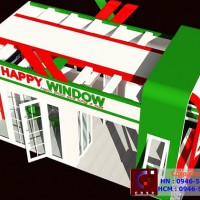 Thiết kế gian hàng hội chợ Cty cửa nhựa Happy House