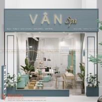 Thiết kế spa màu xanh pastel ấn tượng - Vân Spa - Hà Nam