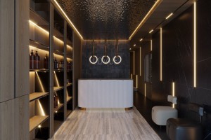 Ấn tượng mạnh với cách trang trí phòng khách spa bằng trần nước