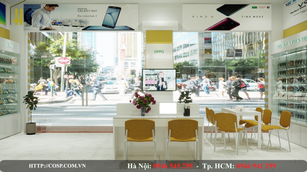 Sử dụng cửa kính giúp cửa hàng rộng rãi