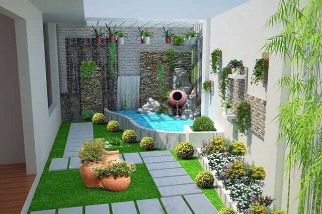 Sân vườn đẹp giúp tạo không khí trong lành, mang đến sức khỏe tốt cho gia chủ