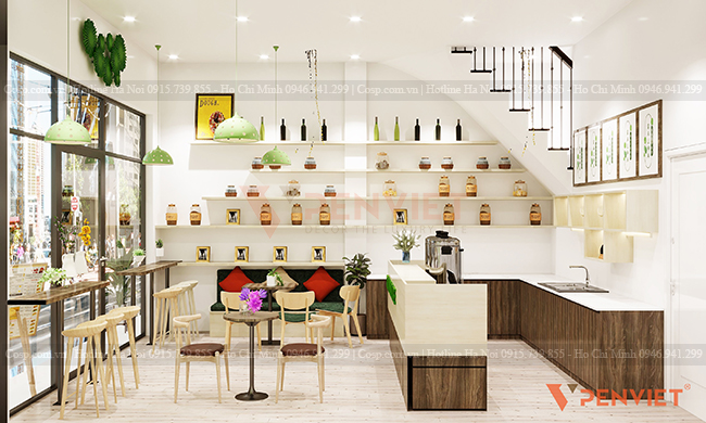 Tủ đồ tiện lợi phía sau quầy thu ngân