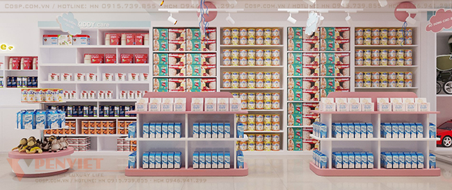 Khu vực trưng bày các sản phẩm sữa