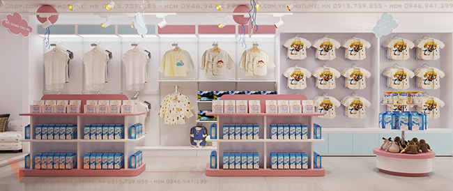 Khu vực trưng bày các sản phẩm thời trang tại Kiddy Care