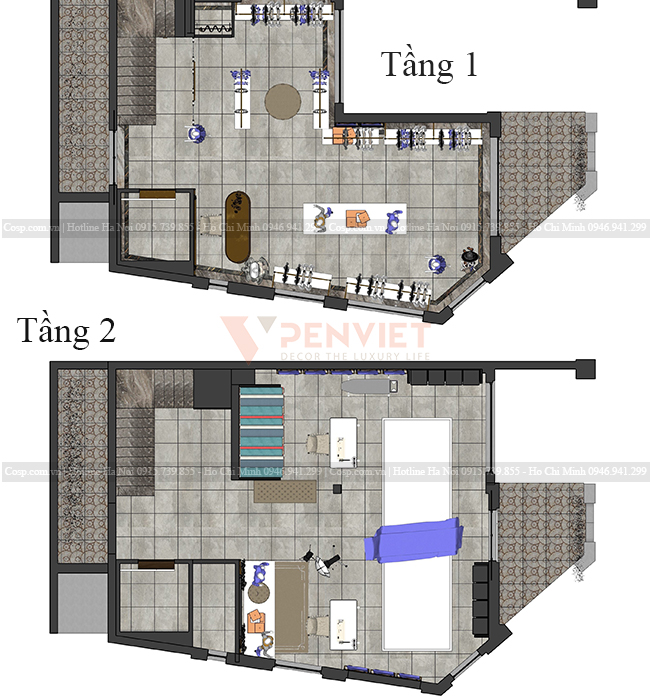 Mặt bằng bố trí nội thất của cửa hàng quần áo Lan Phương