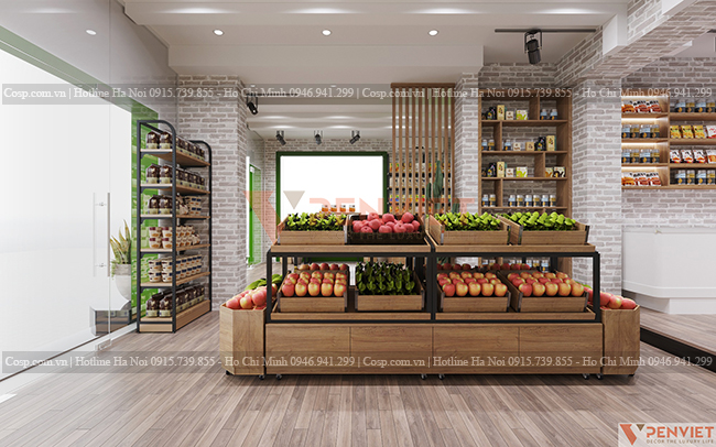 Kệ đựng hoa quả tươi bằng gỗ thông