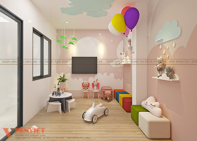 Phòng theo dõi sau tiêm gam màu hồng ngọt ngào