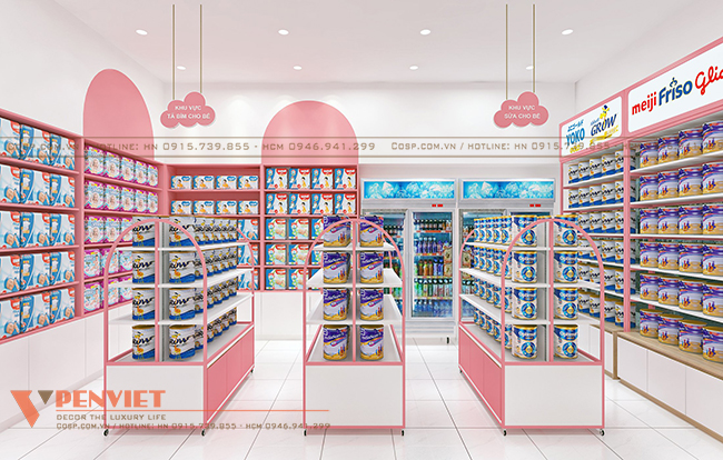 Kệ trưng bày đa năng trong thiết kế siêu thị LaGi