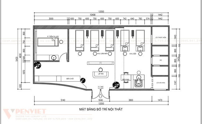 Mặt bằng bố trí nội thất của Rin Spa & Beauty