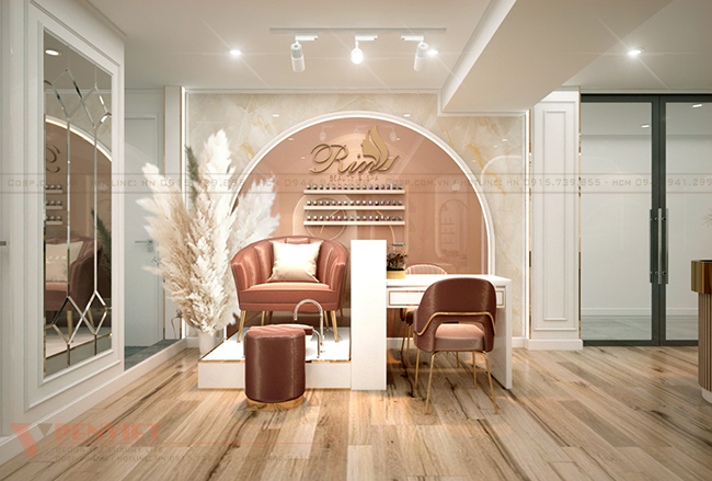 Khu vực làm nails chân và tay được bố trí gần nhau tạo sự liền mạch