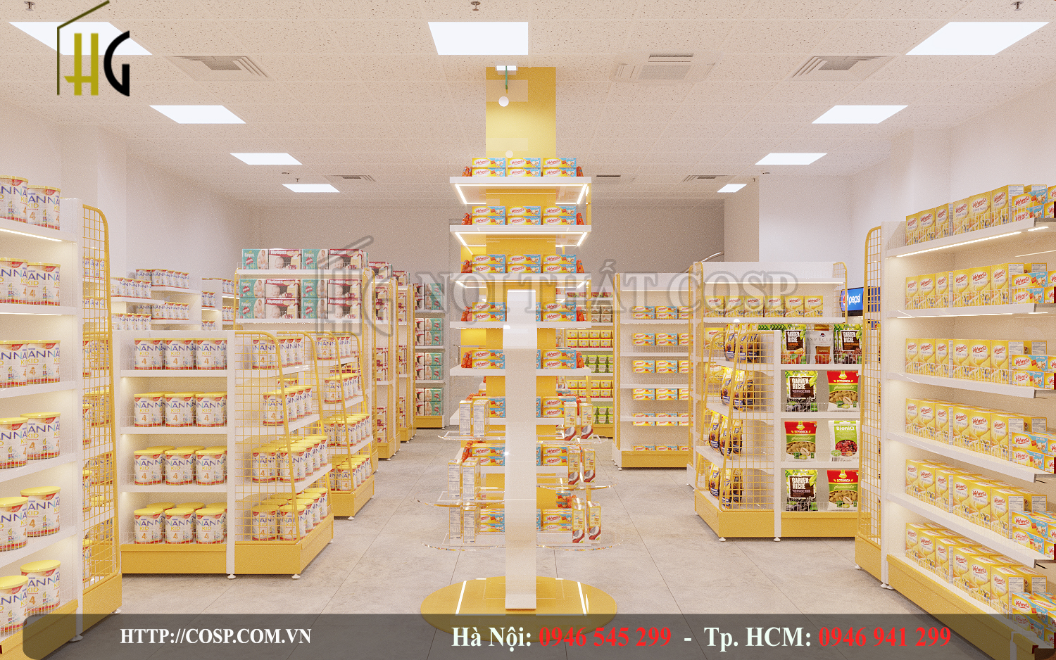 Thiết kế nội thất cửa hàng mẹ và bé 