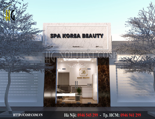 Thiết kế mặt tiền cho spa mini 30m2