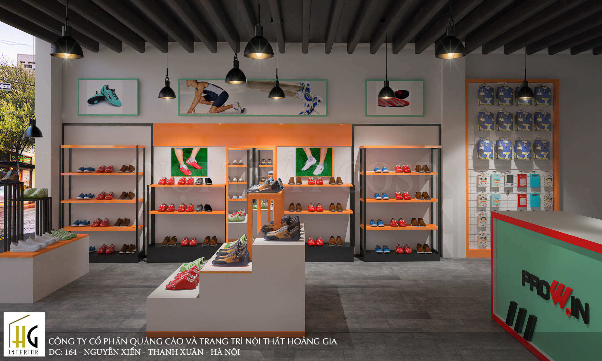 Thiết kế nội thất shop giày dép 40m2