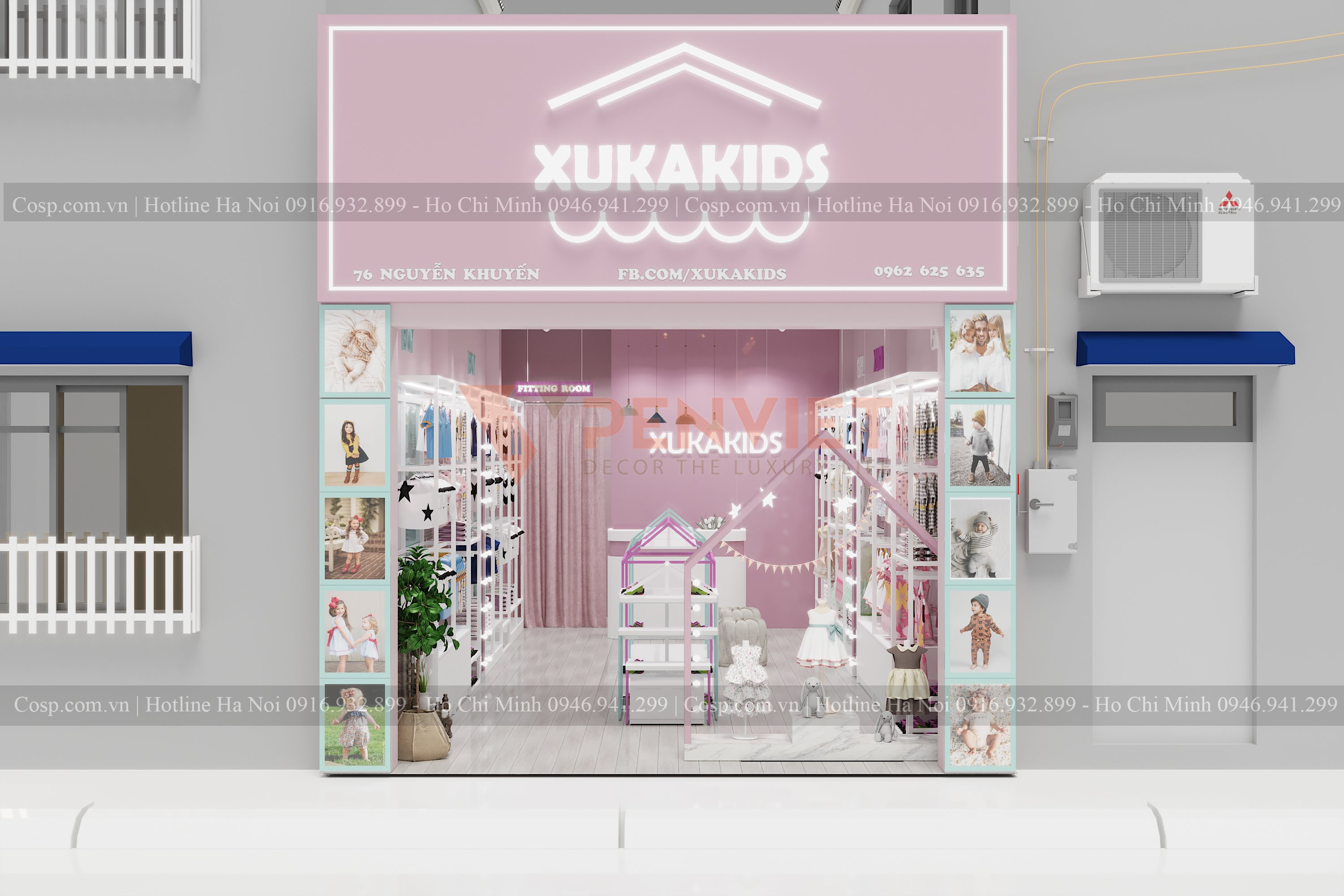 Thiết kế nội thất shop mẹ và bé Xukakids