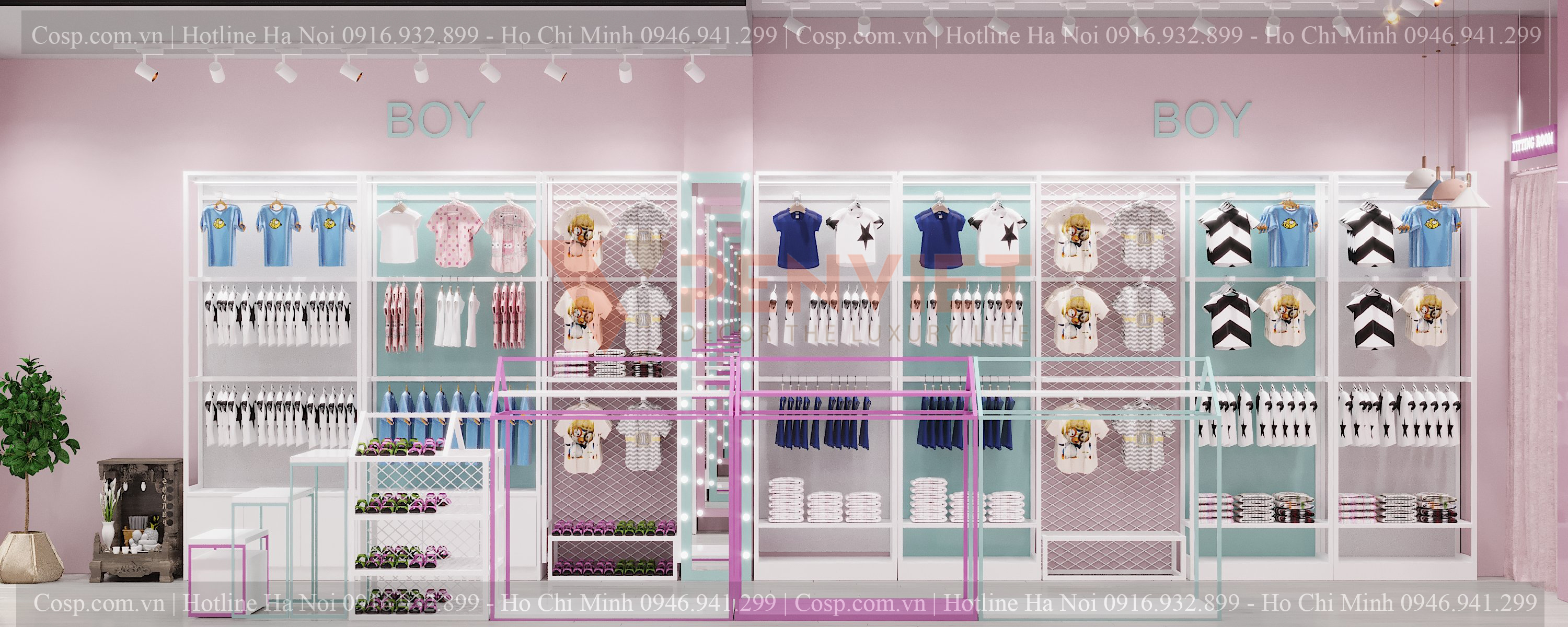 Thiết kế nội thất shop mẹ và bé Xukakids