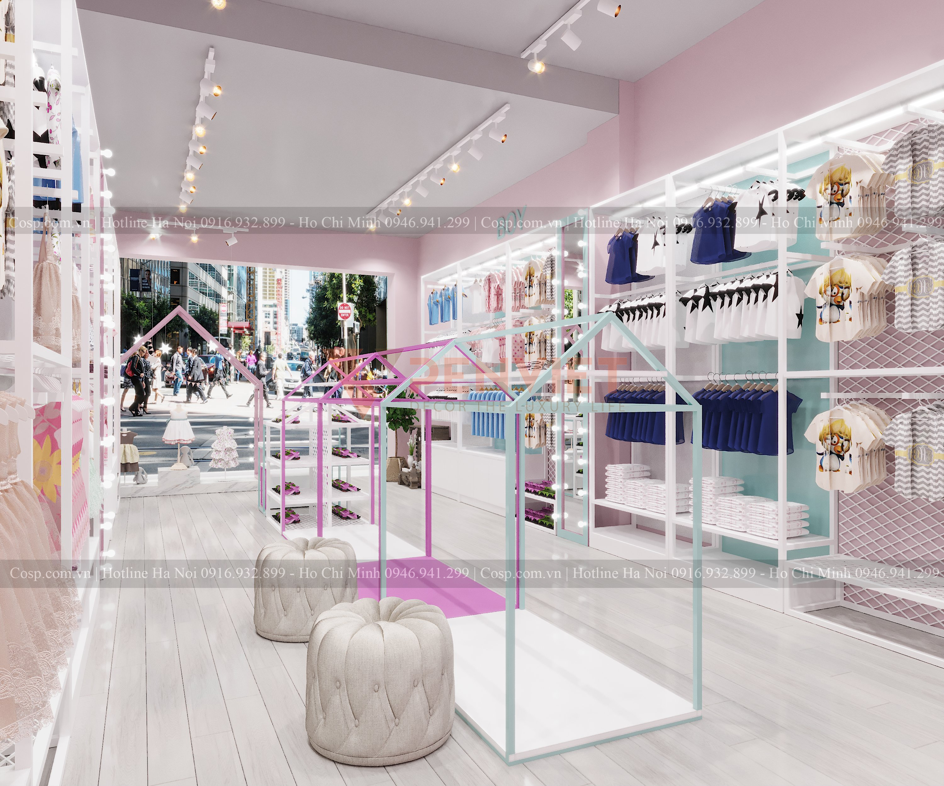 Thiết kế nội thất shop mẹ và bé Xukakids