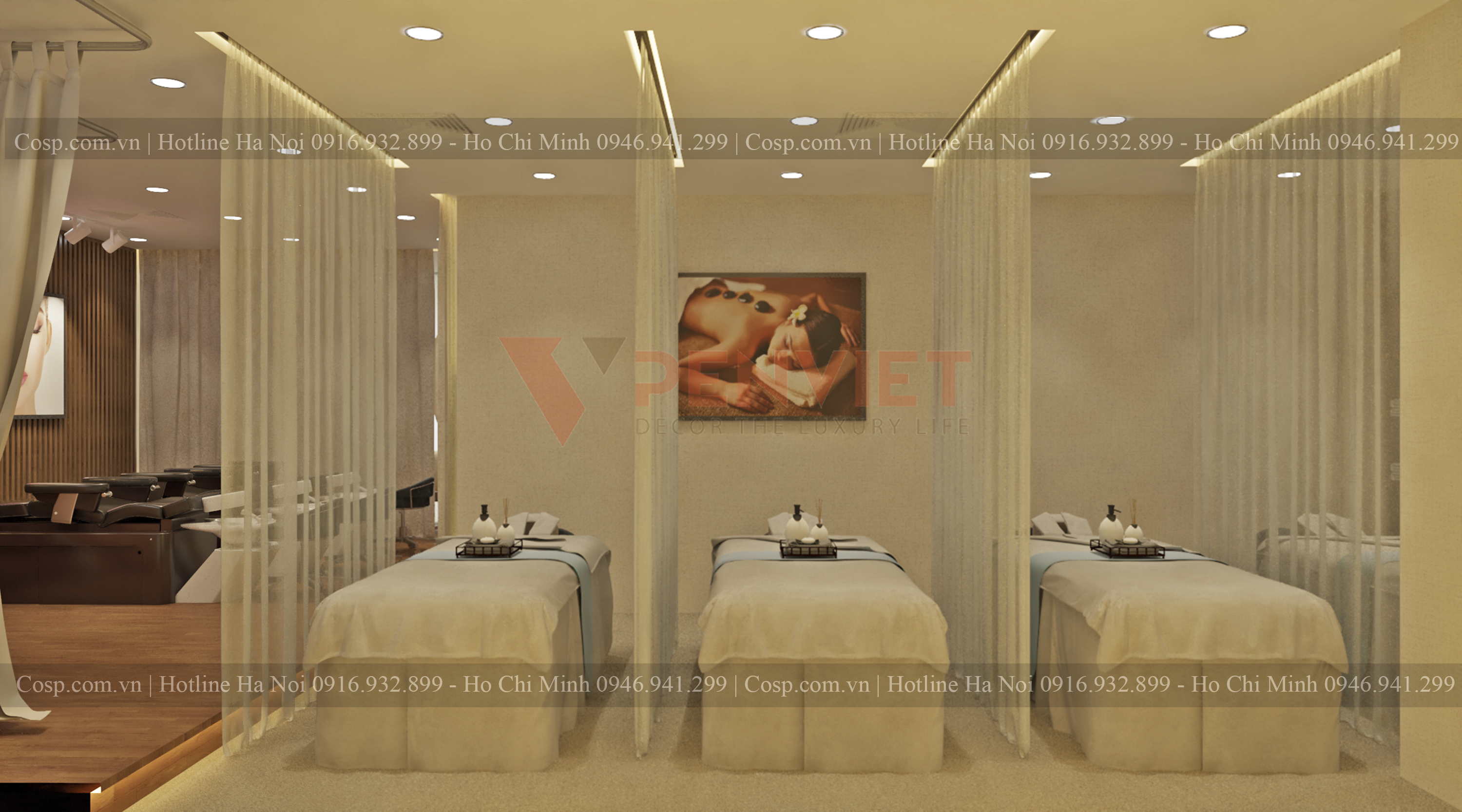 Thiết kế không gian spa An sử dụng màu nẫu gỗ làm chủ đạo
