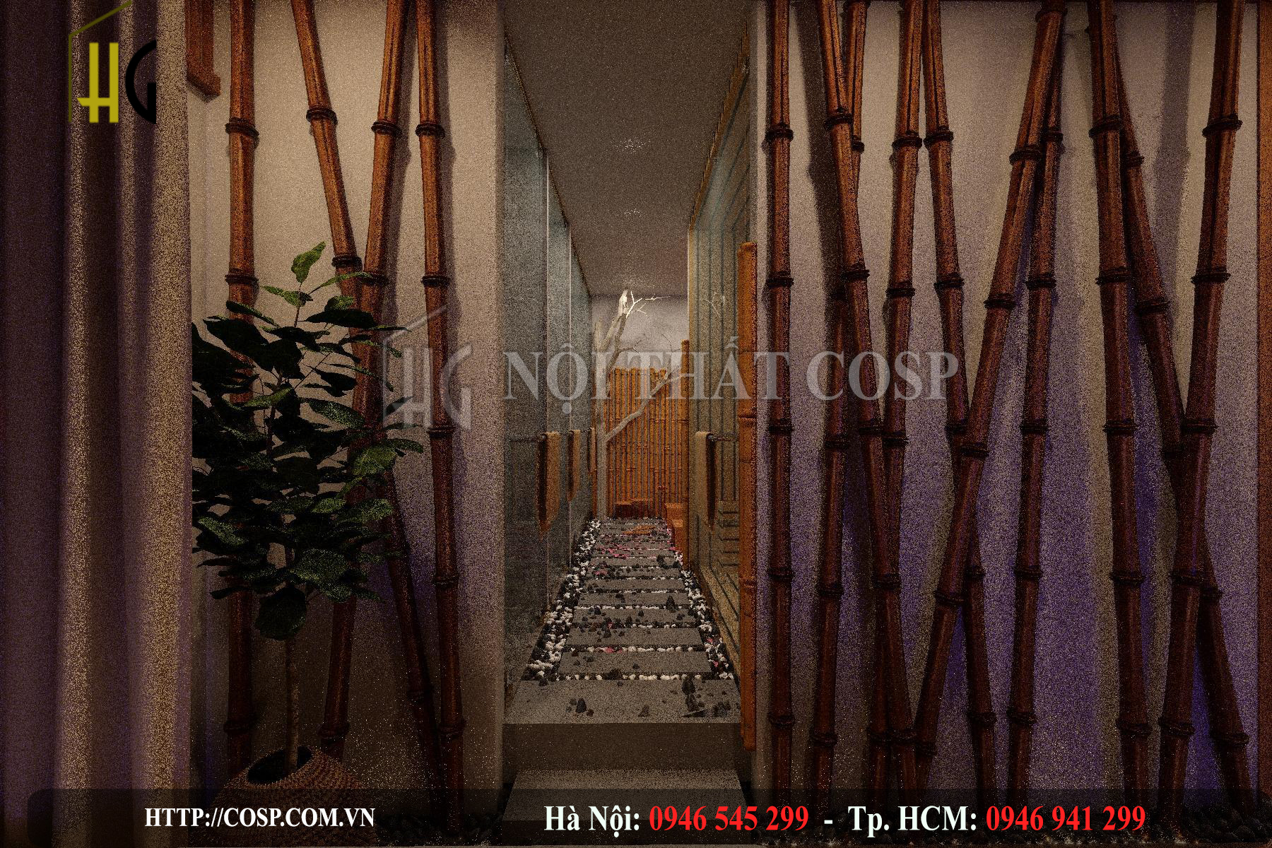 Thiết kế nội thất spa bằng tre, nứa và gỗ tự nhiên
