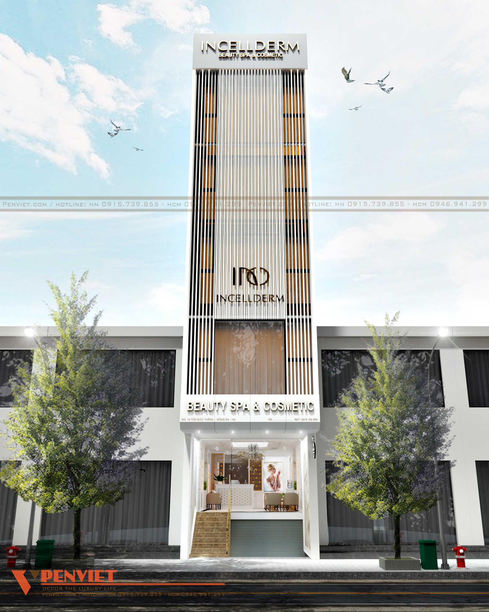 Hình ảnh mặt tiền ban ngày spa vẫn vô cùng nổi bật và cuốn hút