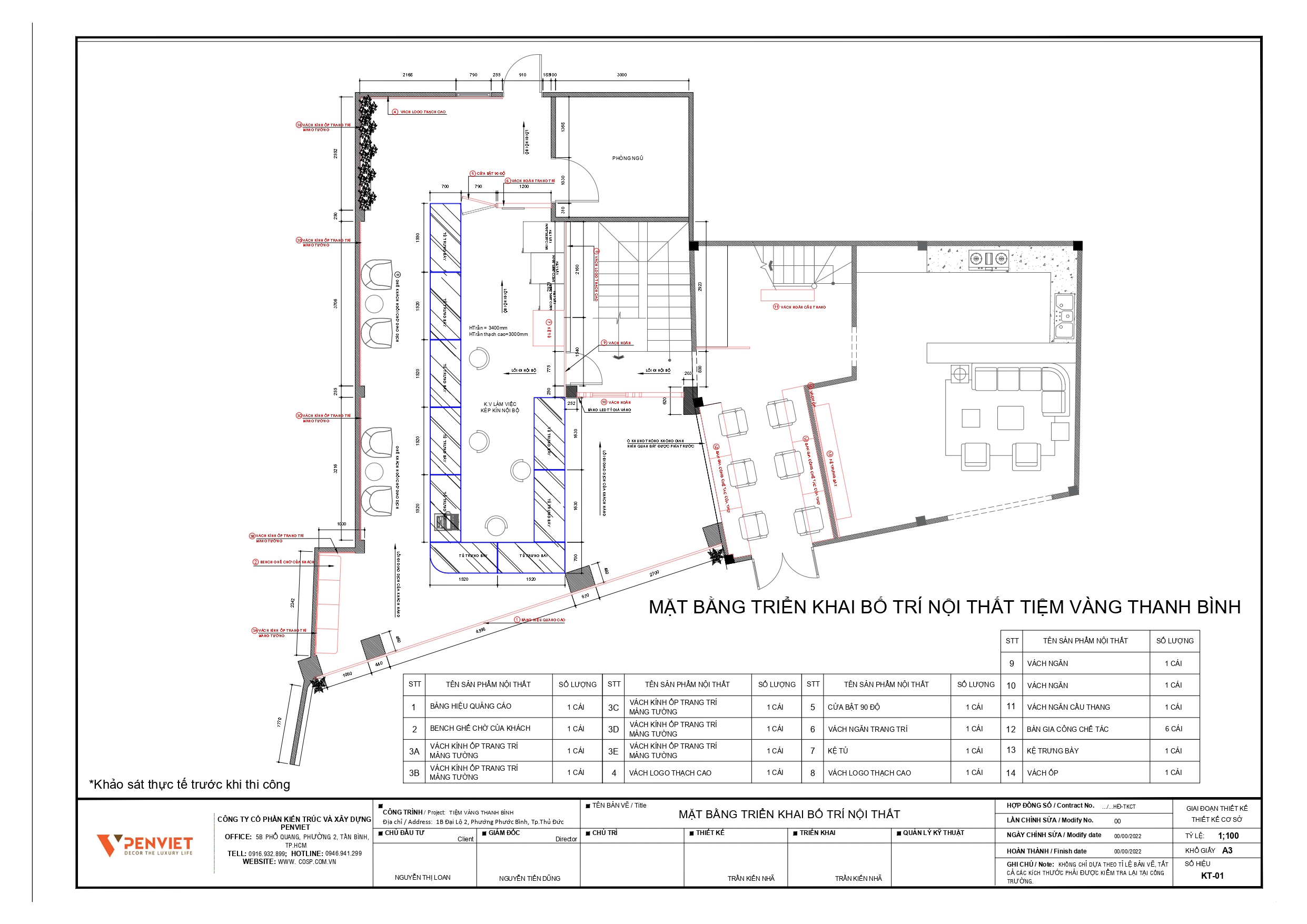 Bản vẽ mặt bằng thiết kế tiệm vàng Thanh Bình