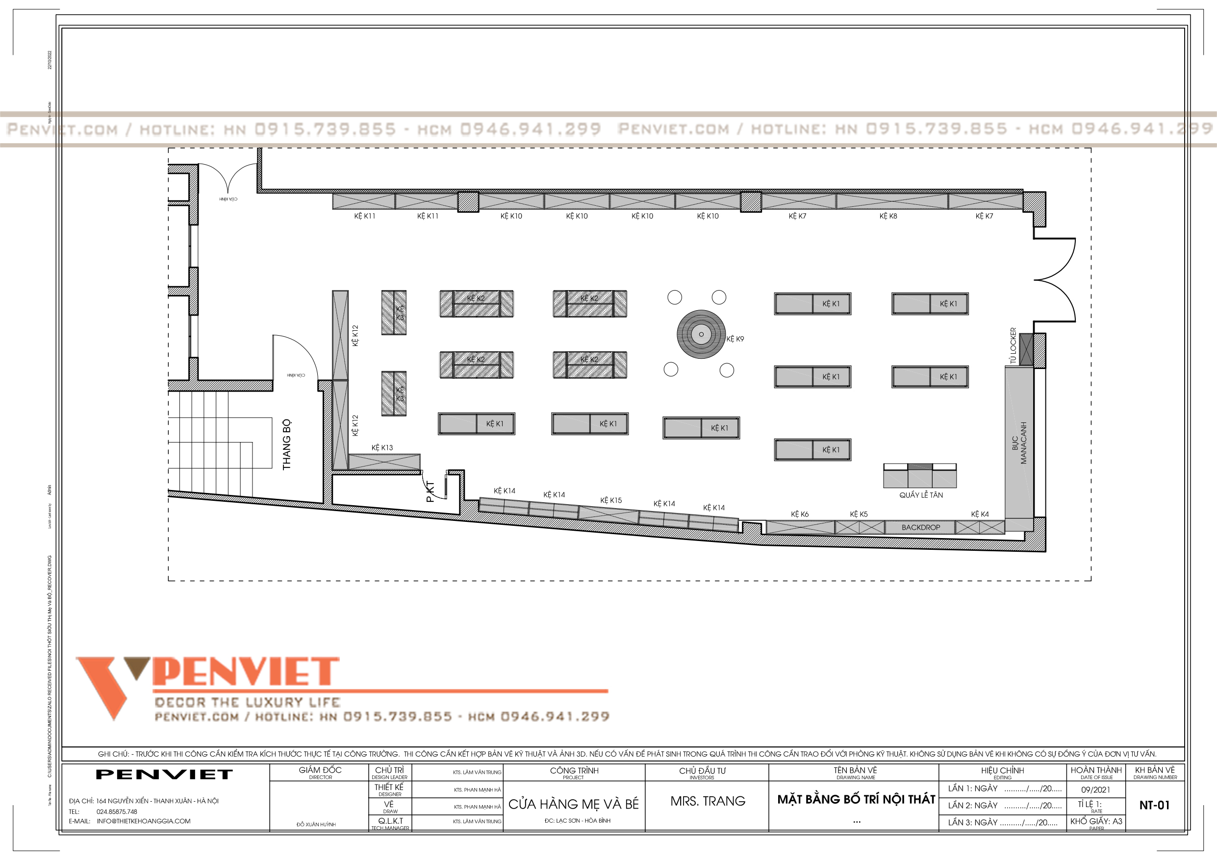 Bản vẽ thiết kế shop mẹ và bé Chang Kids