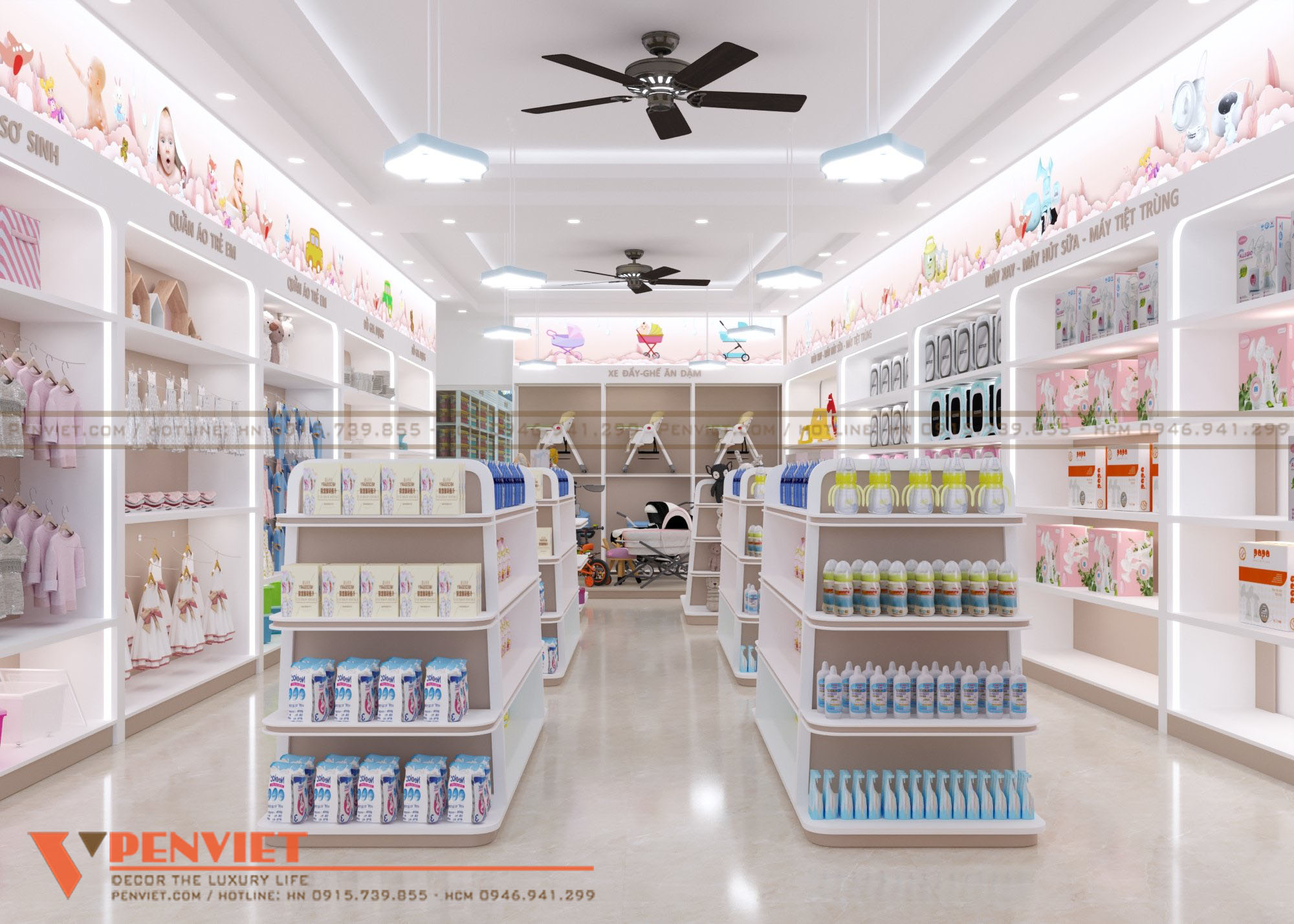 Setup nội thất khoa học tạo lối đi thông thoáng cho cửa tiệm