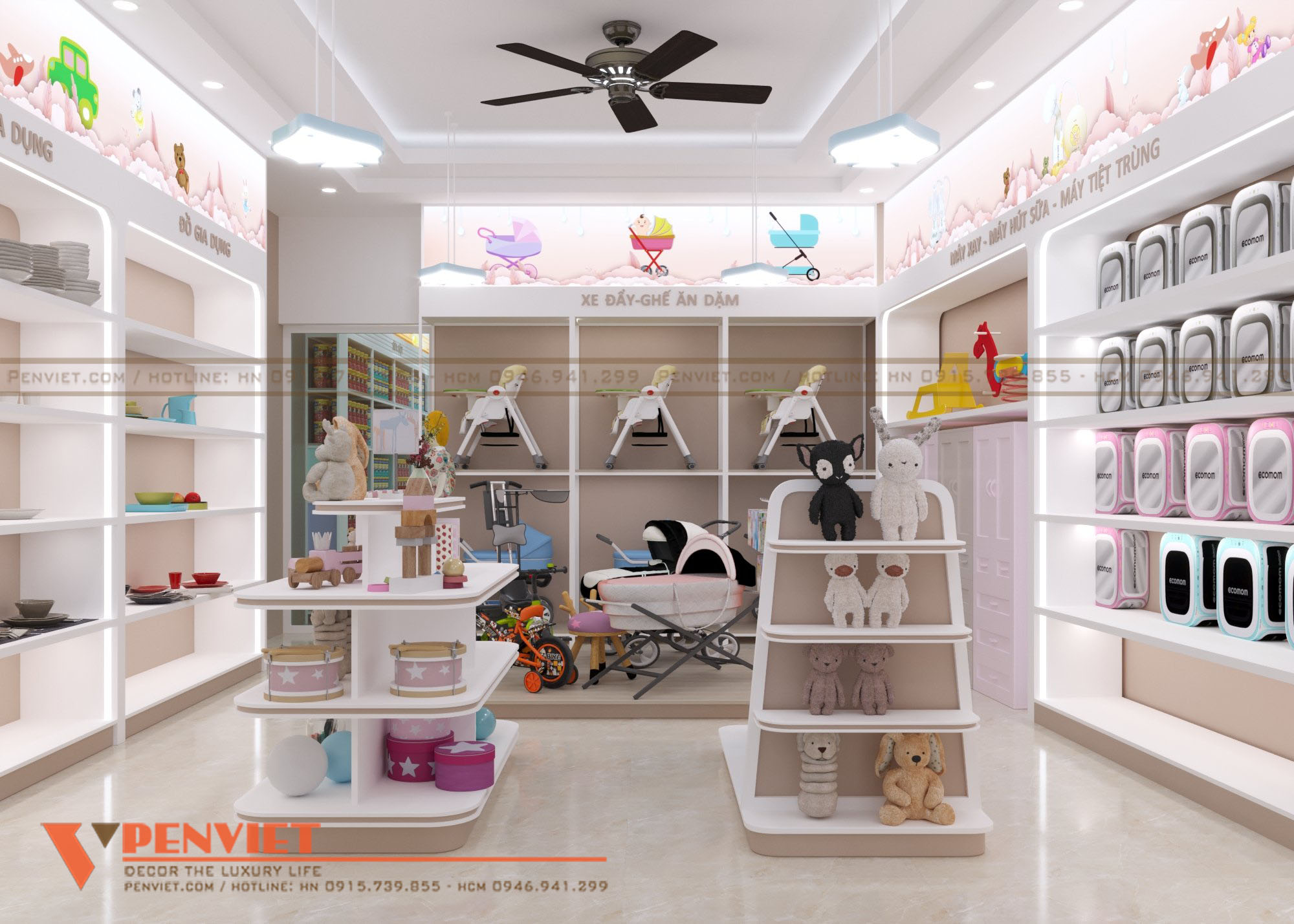 Setup nội thất khoa học, tạo không gian trưng bày đa dạng hàng hóa