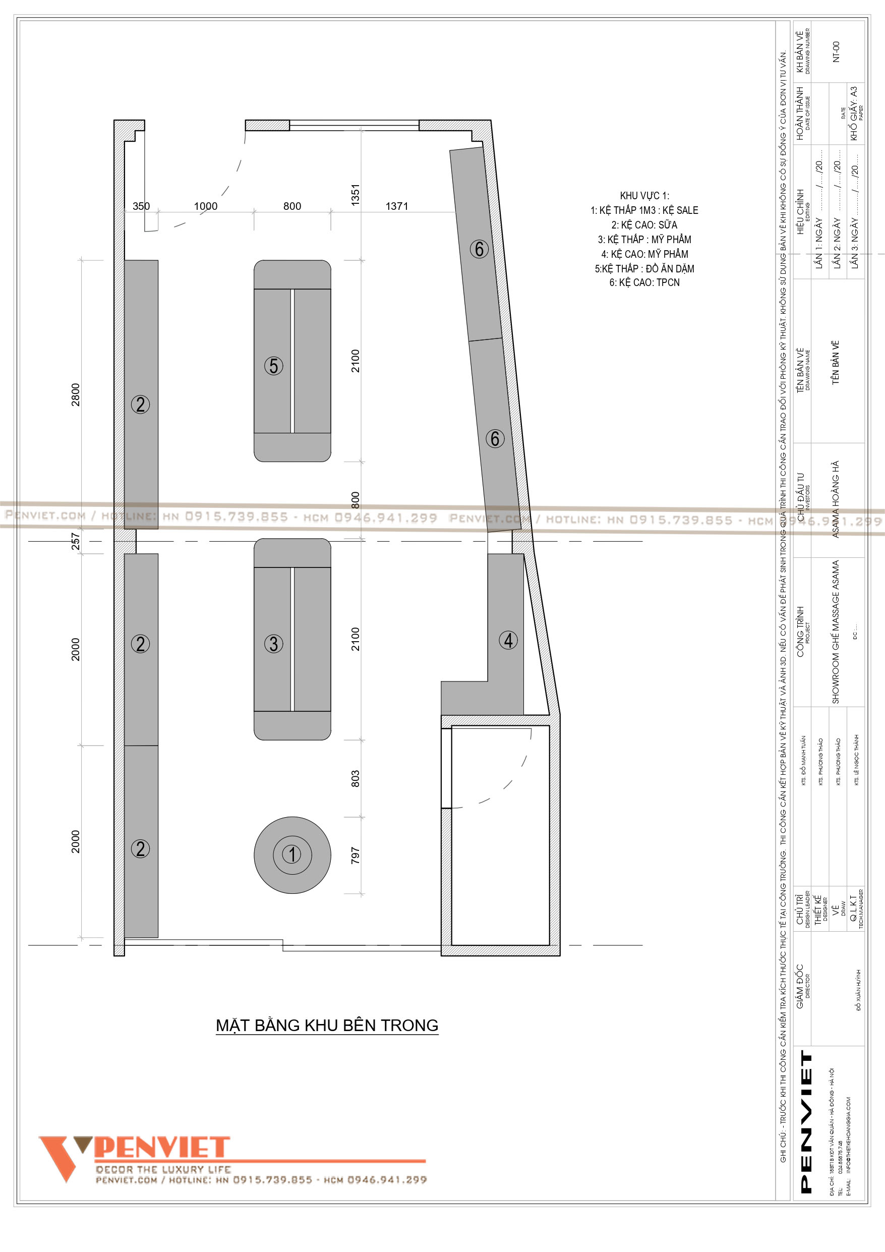 Bản vẽ bố trí mặt bằng khu vực bên trong shop mẹ và bé