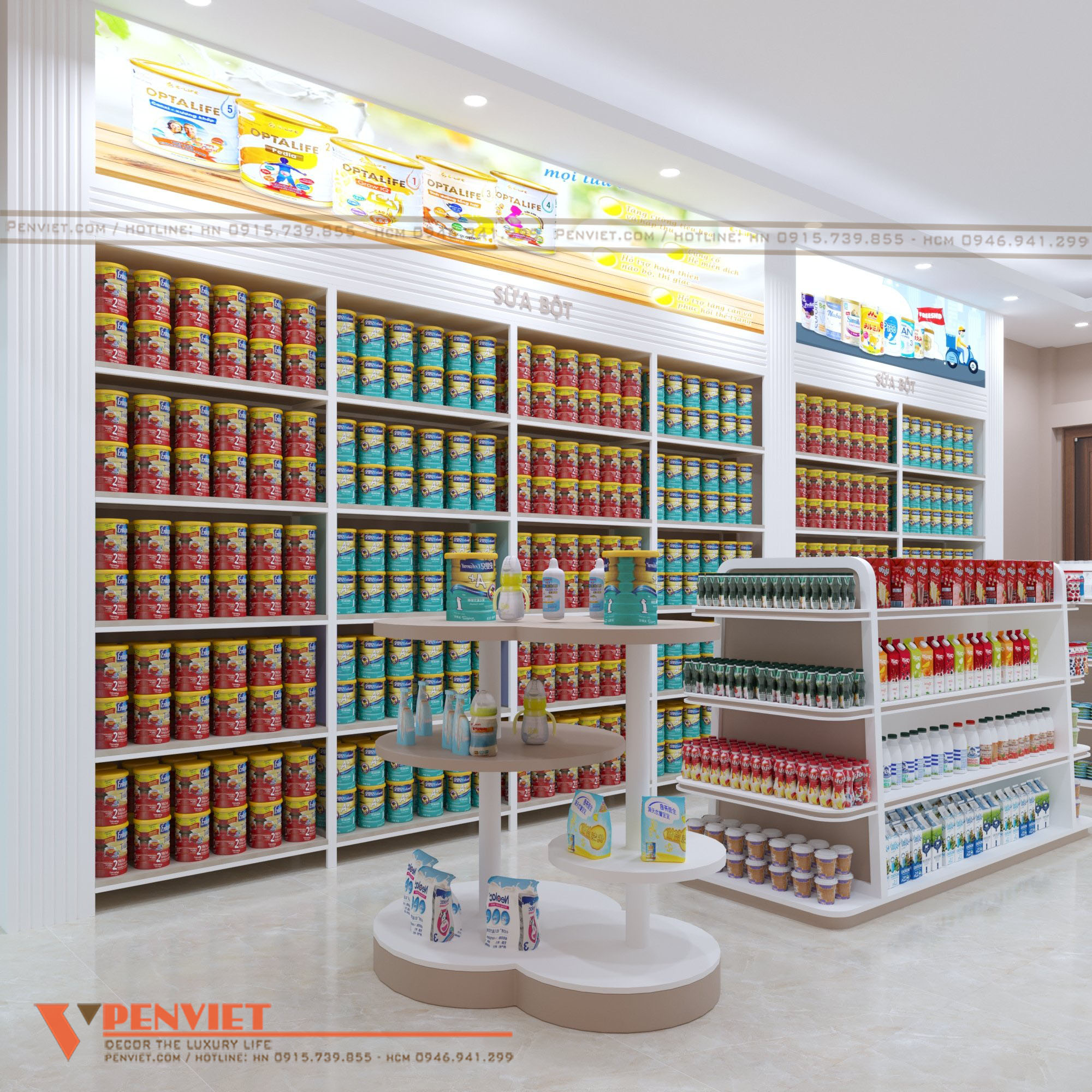 Tranh in PP minh họa sản phẩm tạo điểm nhấn cho không gian shop