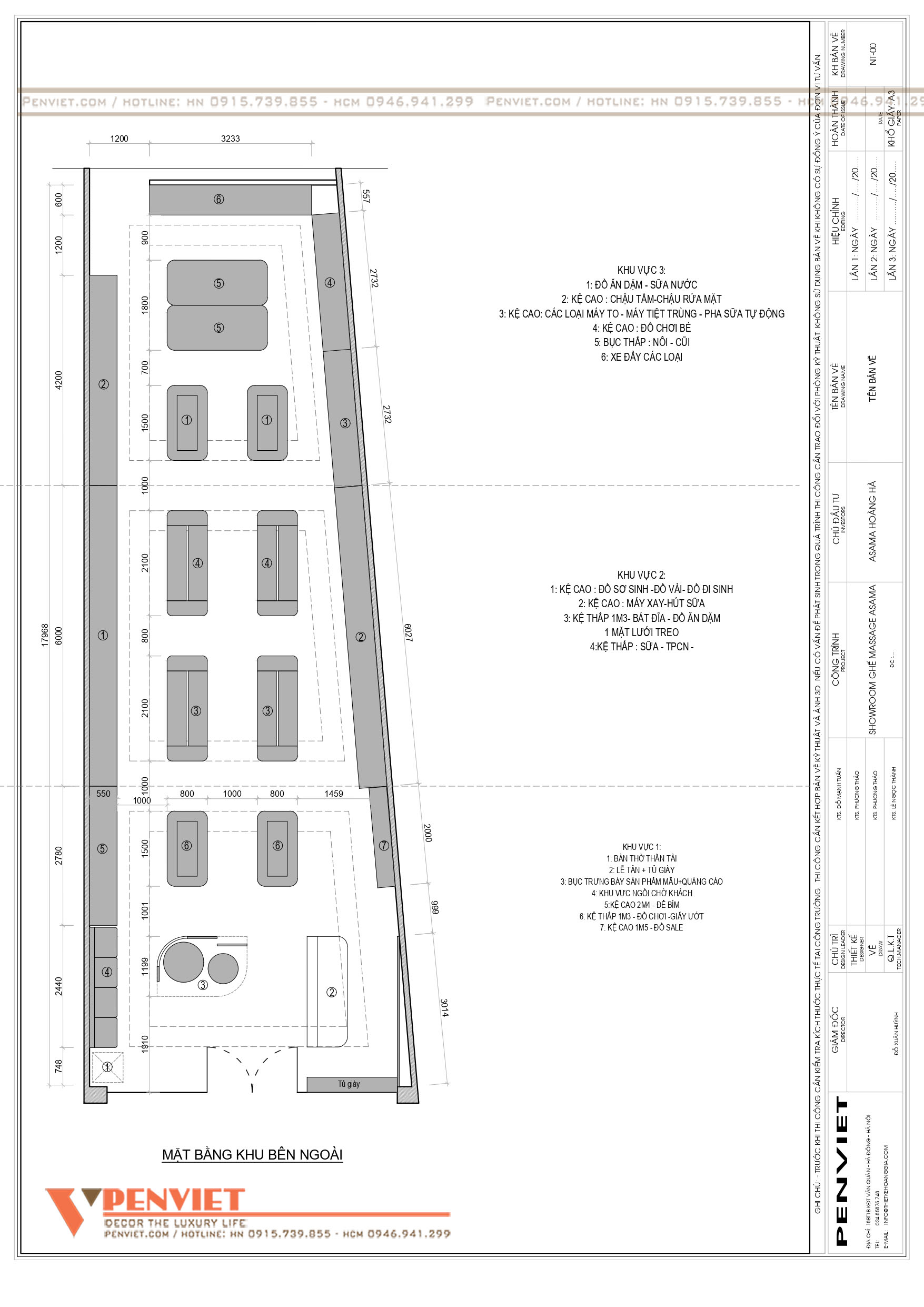 Bản vẽ bố trí mặt bằng khu bên ngoài shop mẹ và bé