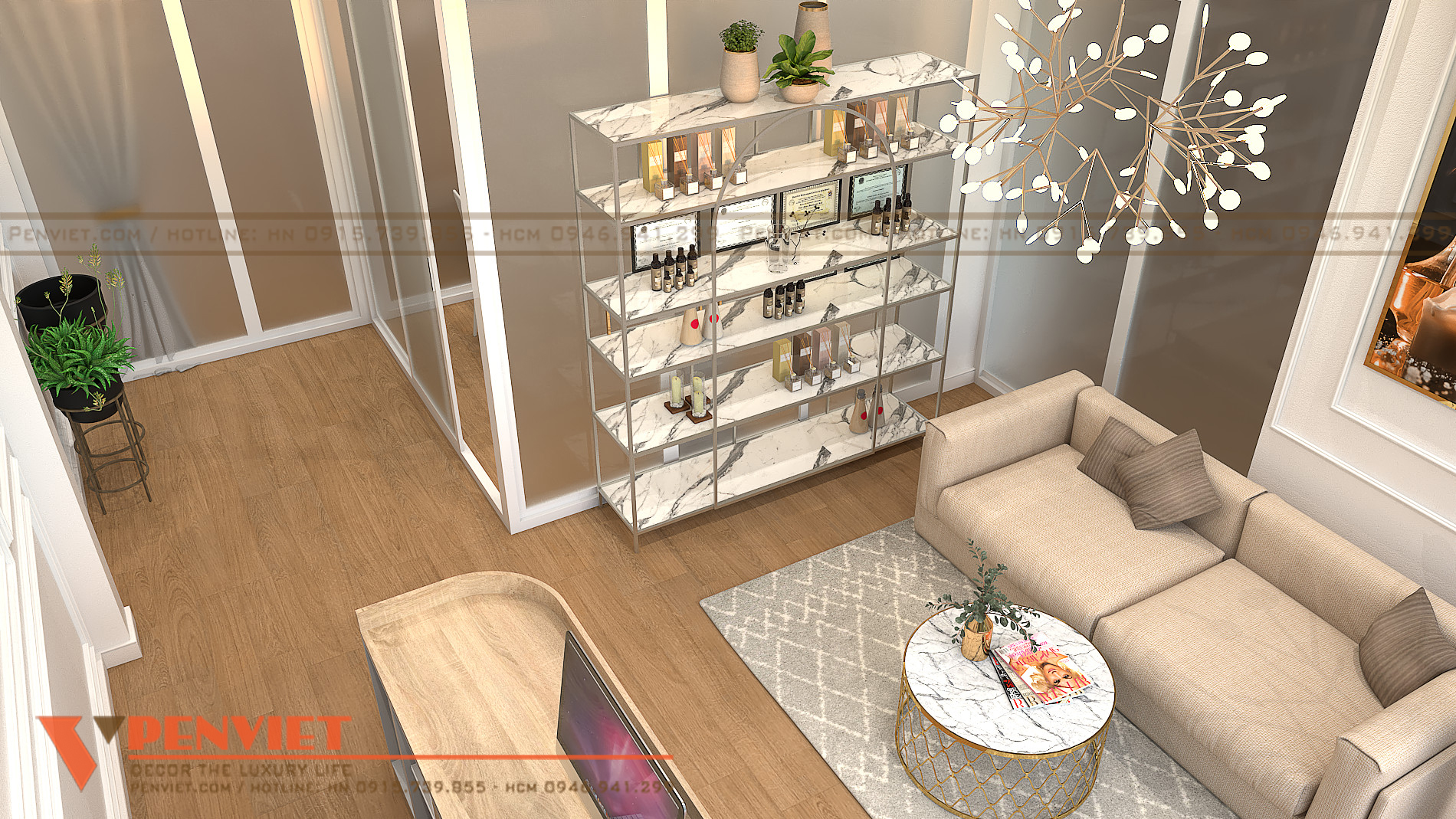 Sàn nhà lát nhựa màu gỗ tạo không gian ấm cúng, gần gũi