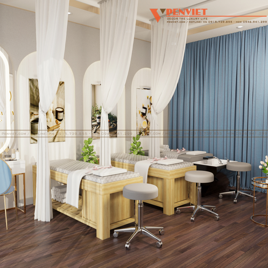 Vách decor trang trí giúp không gian spa không bị nhàm chán