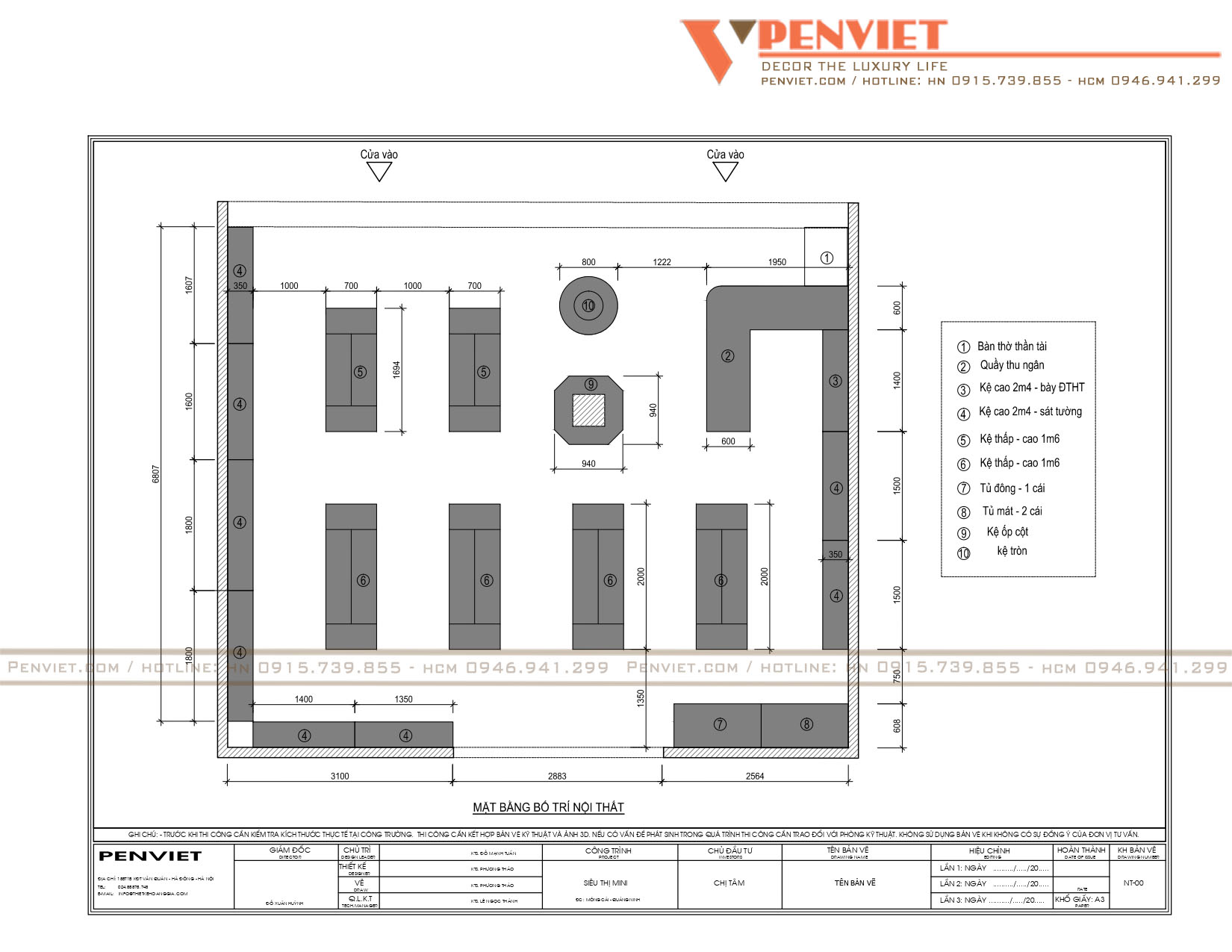 Bản vẽ bố trí mặt bằng siêu thị mini B'Mart