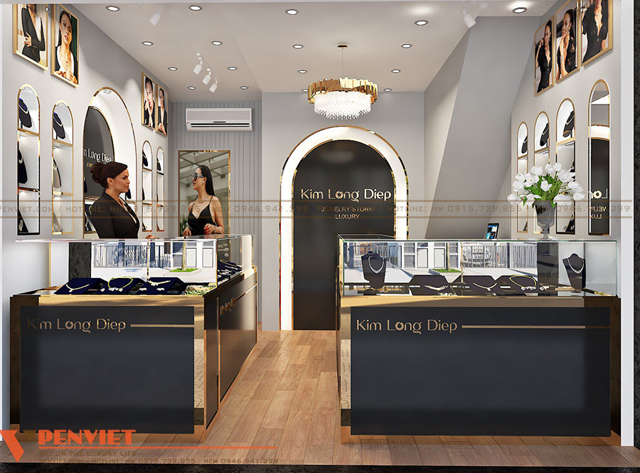 Hệ thống ánh sáng hoàn hảo tạo không gian sang trọng cho cửa tiệm