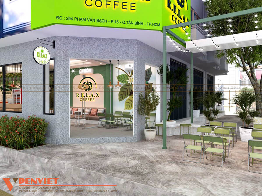 Mặt tiền quán cafe relax nổi bật