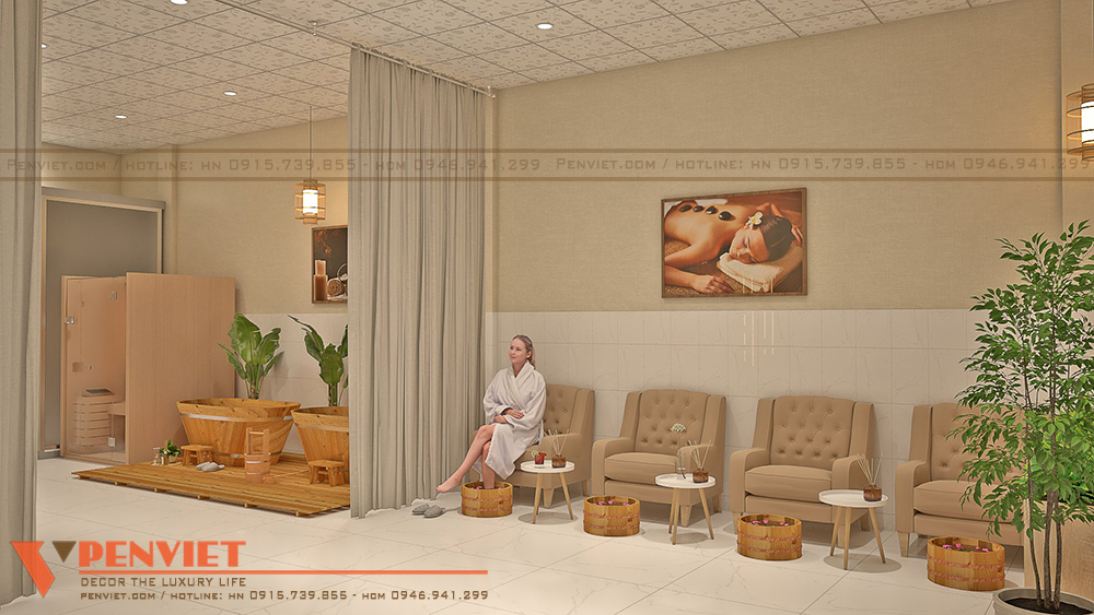 Khu vực ngâm chân với lối thiết kế hiện đại