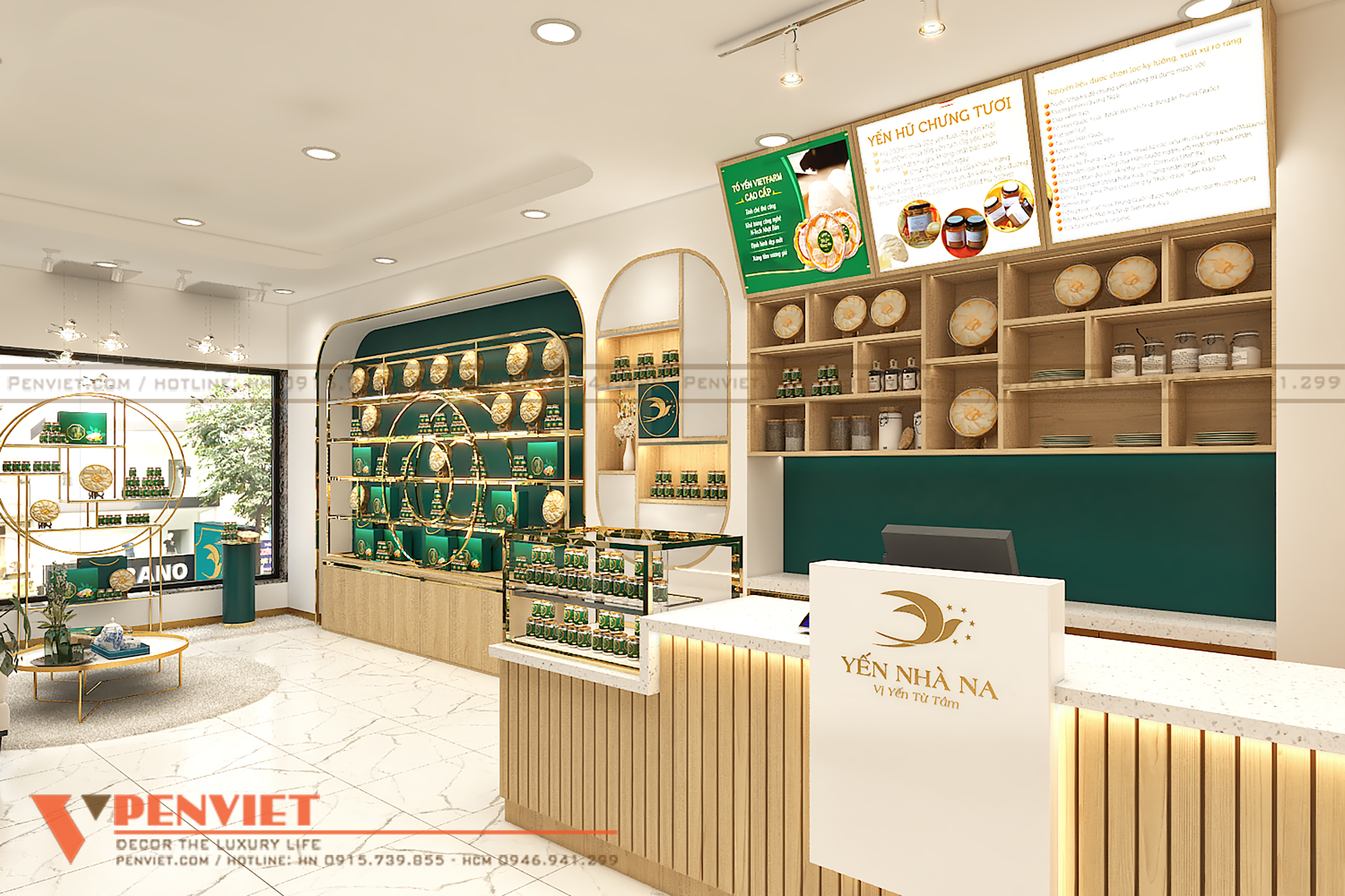 Kệ tủ trưng bày làm toát lên vẻ đẹp sang trọng, thời thượng