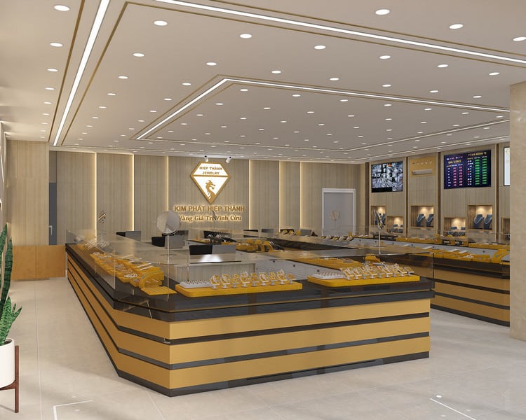 Thiết kế tiệm vàng đẹp gây ấn tượng với khách hàng