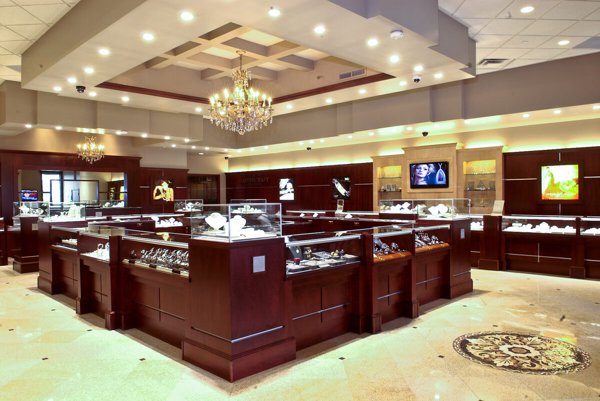 Nội thất sang trọng hiện đại trong tiệm vàng