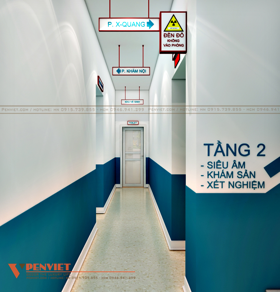 Biển chỉ dẫn khu vực lên tầng 2 phòng khám