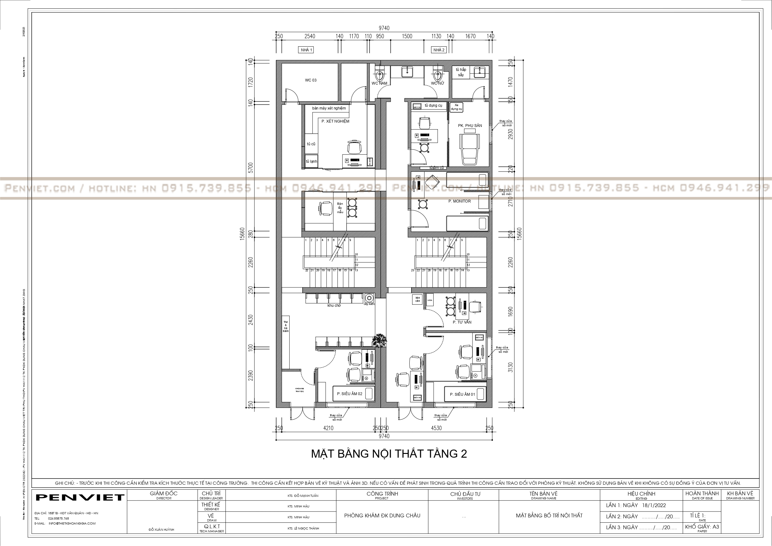Bố trí mặt bằng khu vực tầng 2