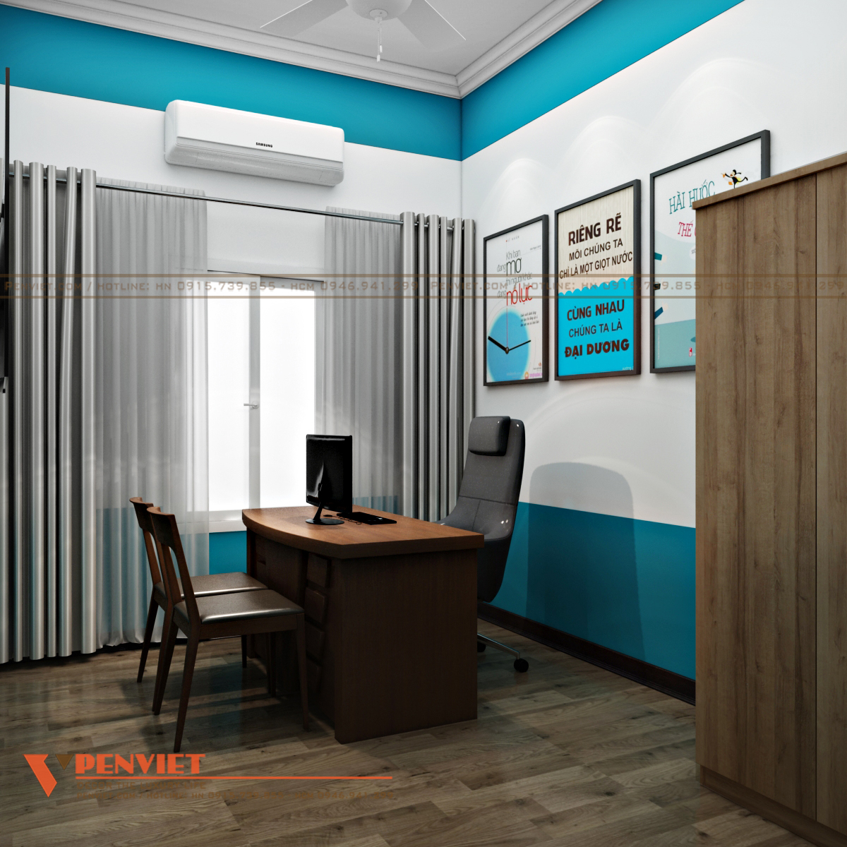 Phòng giám đốc sử dụng nội thất đơn giản, tinh tế